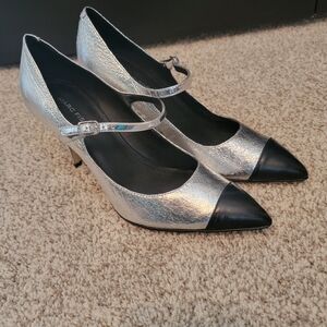 Marc Fisher Silver and Black Women's Heels